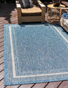 Unique Loom Outdoor Border T-KOZA-20597B Blue Area Rug Rectangle Lifestyle Image