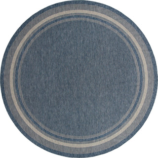 Unique Loom Outdoor Border T-KOZA-20597B Blue Area Rug Round Top-down Image
