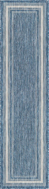 Unique Loom Outdoor Border T-KOZA-20597B Blue Area Rug Runner Top-down Image