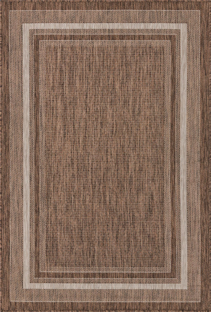 Unique Loom Outdoor Border T-KOZA-20597B Brown Area Rug main image
