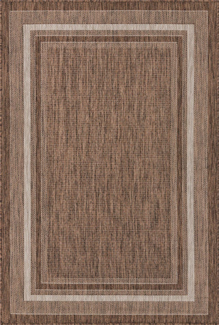 Unique Loom Outdoor Border T-KOZA-20597B Brown Area Rug main image