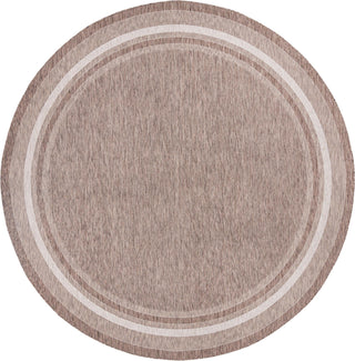 Unique Loom Outdoor Border T-KOZA-20597B Brown Area Rug Round Lifestyle Image