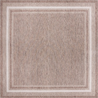 Unique Loom Outdoor Border T-KOZA-20597B Brown Area Rug Square Top-down Image