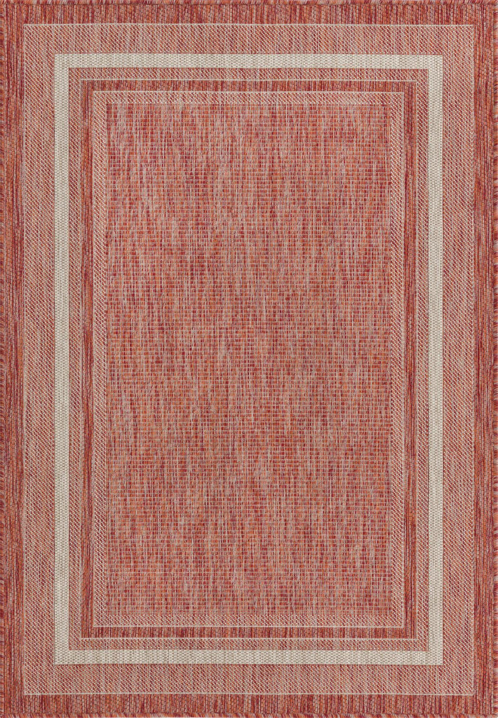 Unique Loom Outdoor Border T-KOZA-20597B Rust Red Area Rug main image
