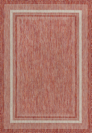 Unique Loom Outdoor Border T-KOZA-20597B Rust Red Area Rug main image