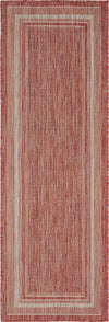 Unique Loom Outdoor Border T-KOZA-20597B Rust Red Area Rug Runner Top-down Image