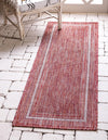 Unique Loom Outdoor Border T-KOZA-20597B Rust Red Area Rug Runner Lifestyle Image