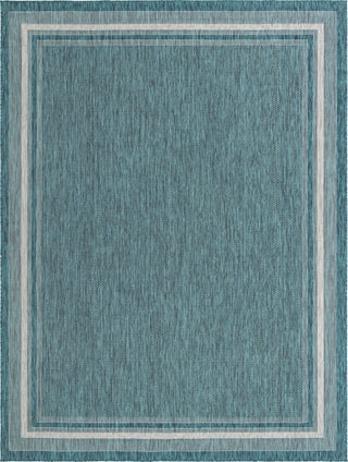 Unique Loom Outdoor Border T-KOZA-20597B Teal Area Rug main image