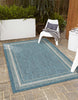Unique Loom Outdoor Border T-KOZA-20597B Teal Area Rug Rectangle Lifestyle Image