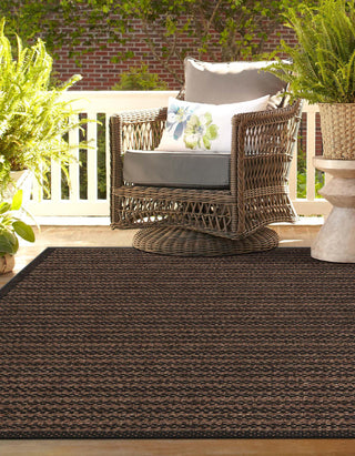 Unique Loom Outdoor Border T-KOZA-K3011A Brown Area Rug Rectangle Lifestyle Image