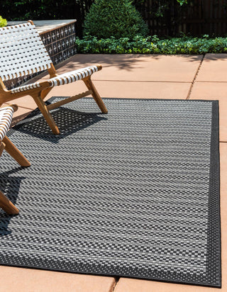 Unique Loom Outdoor Border T-KOZA-K3011A Gray Area Rug Rectangle Lifestyle Image Feature