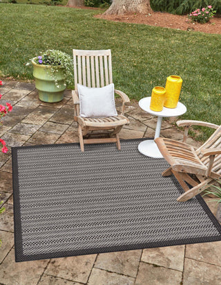 Unique Loom Outdoor Border T-KOZA-K3011A Gray Area Rug Square Lifestyle Image