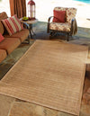 Unique Loom Outdoor Border T-KOZA-K3011A Light Brown Area Rug Rectangle Lifestyle Image