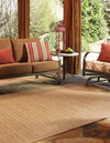 Unique Loom Outdoor Border T-KOZA-K3011A Light Brown Area Rug Rectangle Lifestyle Image
