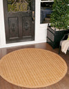 Unique Loom Outdoor Border T-KOZA-K3011A Light Brown Area Rug Round Lifestyle Image