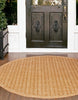 Unique Loom Outdoor Border T-KOZA-K3011A Light Brown Area Rug Round Lifestyle Image