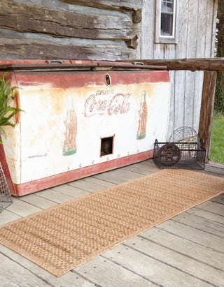 Unique Loom Outdoor Border T-KOZA-K3011A Light Brown Area Rug Runner Lifestyle Image