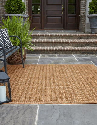 Unique Loom Outdoor Border T-KOZA-K3011A Light Brown Area Rug Square Lifestyle Image