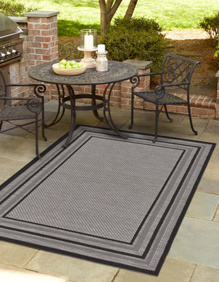 Unique Loom Outdoor Border T-KOZA-K3012A Gray Area Rug Rectangle Lifestyle Image Feature