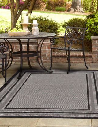 Unique Loom Outdoor Border T-KOZA-K3012A Gray Area Rug Rectangle Lifestyle Image