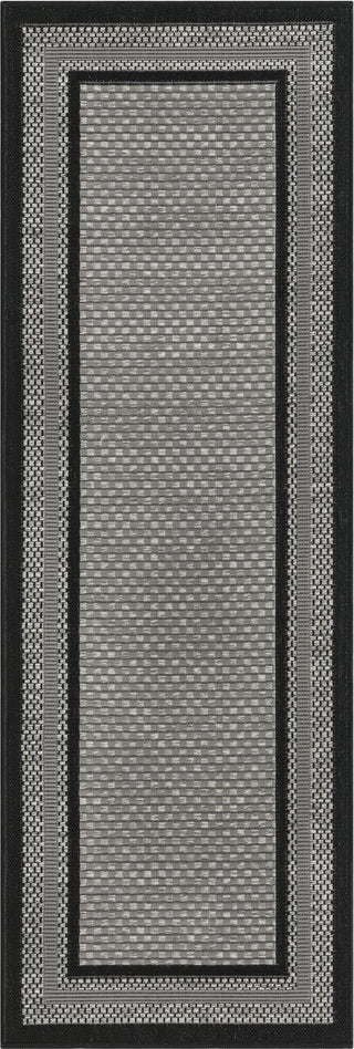 Unique Loom Outdoor Border T-KOZA-K3012A Gray Area Rug Runner Top-down Image