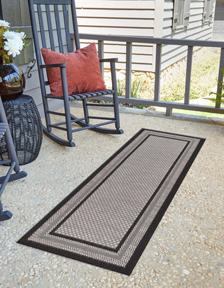 Unique Loom Outdoor Border T-KOZA-K3012A Gray Area Rug Runner Lifestyle Image