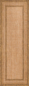Unique Loom Outdoor Border T-KOZA-K3012A Tan Area Rug Runner Top-down Image
