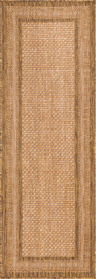 Unique Loom Outdoor Border T-KOZA-K3012A Tan Area Rug Runner Top-down Image