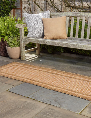 Unique Loom Outdoor Border T-KOZA-K3012A Tan Area Rug Runner Lifestyle Image