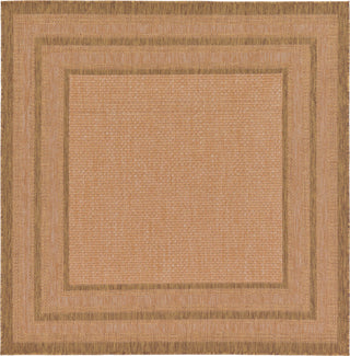 Unique Loom Outdoor Border T-KOZA-K3012A Tan Area Rug Square Top-down Image