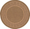 Unique Loom Outdoor Border T-KOZA-K3040A Brown Area Rug Round Top-down Image