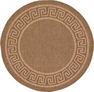 Unique Loom Outdoor Border T-KOZA-K3040A Brown Area Rug Round Top-down Image
