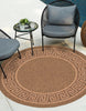 Unique Loom Outdoor Border T-KOZA-K3040A Brown Area Rug Round Lifestyle Image