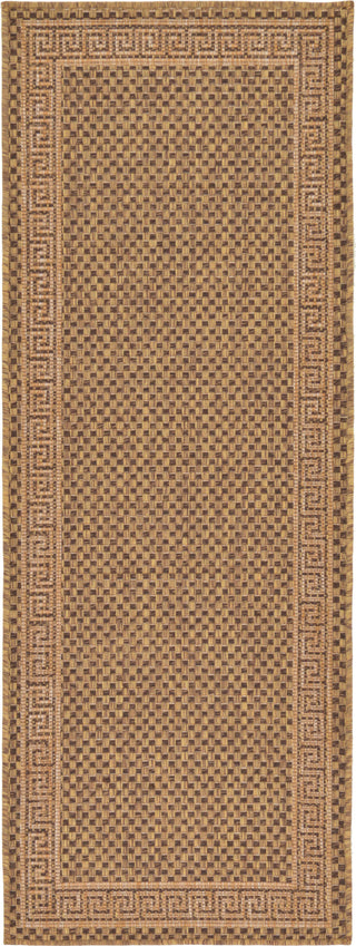 Unique Loom Outdoor Border T-KOZA-K3040A Brown Area Rug Runner Top-down Image