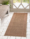 Unique Loom Outdoor Border T-KOZA-K3040A Brown Area Rug Runner Lifestyle Image