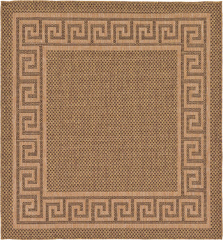 Unique Loom Outdoor Border T-KOZA-K3040A Brown Area Rug Square Top-down Image
