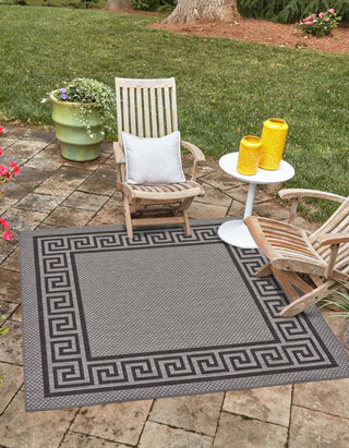 Unique Loom Outdoor Border T-KOZA-K3040A Gray Area Rug Square Lifestyle Image