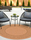 Unique Loom Outdoor Border T-KOZA-K3040A Light Brown Area Rug Round Lifestyle Image