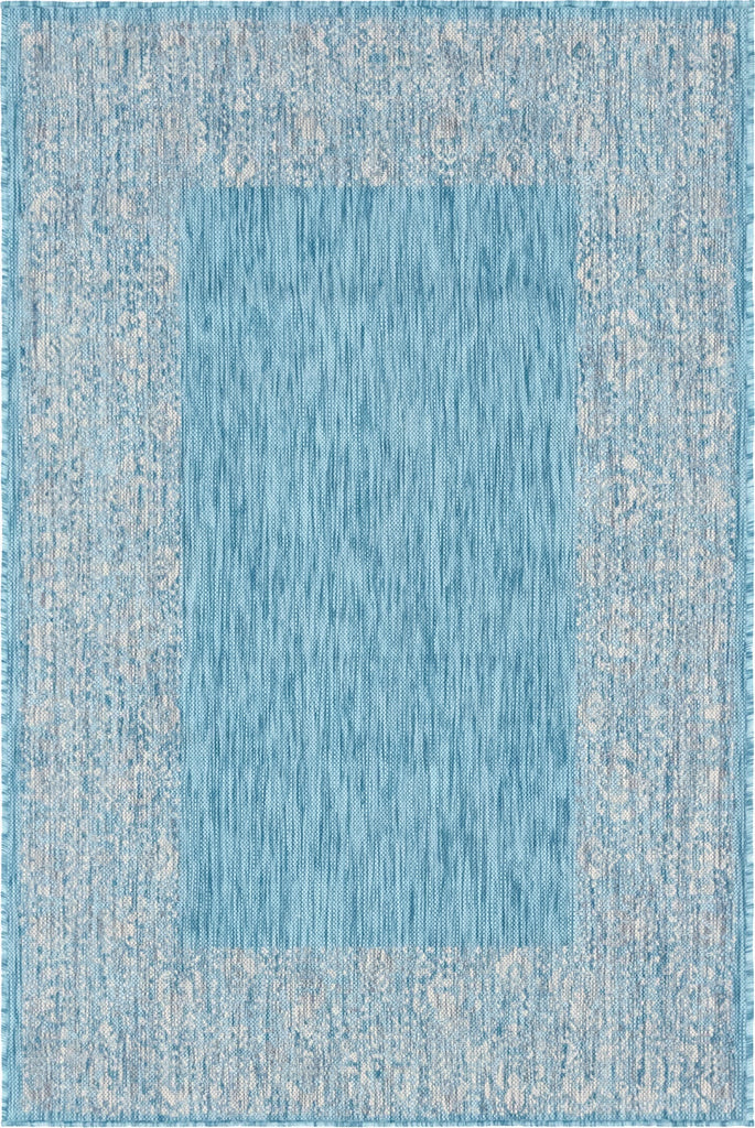 Unique Loom Outdoor Border T-KZOD1 Aqua Area Rug main image