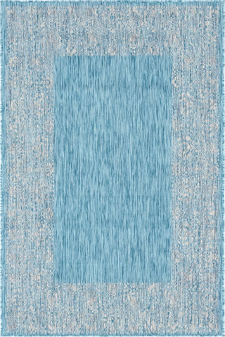 Unique Loom Outdoor Border T-KZOD1 Aqua Area Rug main image