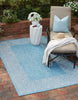 Unique Loom Outdoor Border T-KZOD1 Aqua Area Rug Rectangle Lifestyle Image Feature