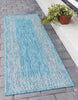 Unique Loom Outdoor Border T-KZOD1 Aqua Area Rug Runner Lifestyle Image