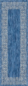 Unique Loom Outdoor Border T-KZOD1 Blue Area Rug Runner Top-down Image