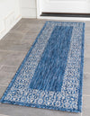 Unique Loom Outdoor Border T-KZOD1 Blue Area Rug Runner Lifestyle Image