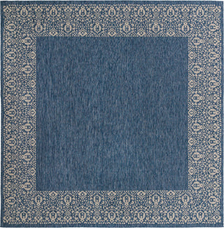 Unique Loom Outdoor Border T-KZOD1 Blue Area Rug Square Lifestyle Image