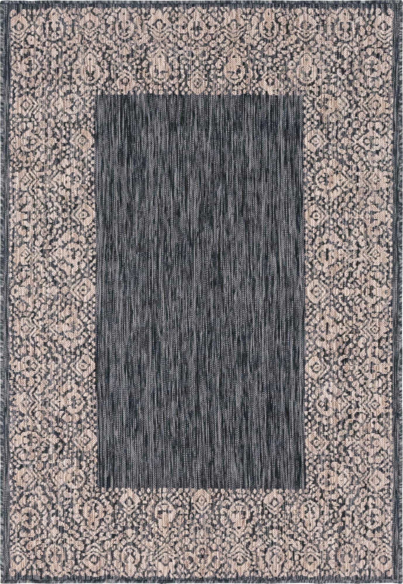 Unique Loom Outdoor Border T-KZOD1 Charcoal Gray Area Rug main image