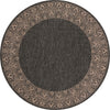 Unique Loom Outdoor Border T-KZOD1 Charcoal Gray Area Rug Round Top-down Image