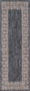 Unique Loom Outdoor Border T-KZOD1 Charcoal Gray Area Rug Runner Top-down Image