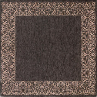 Unique Loom Outdoor Border T-KZOD1 Charcoal Gray Area Rug Square Lifestyle Image