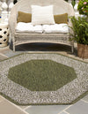 Unique Loom Outdoor Border T-KZOD1 Green Area Rug Octagon Lifestyle Image